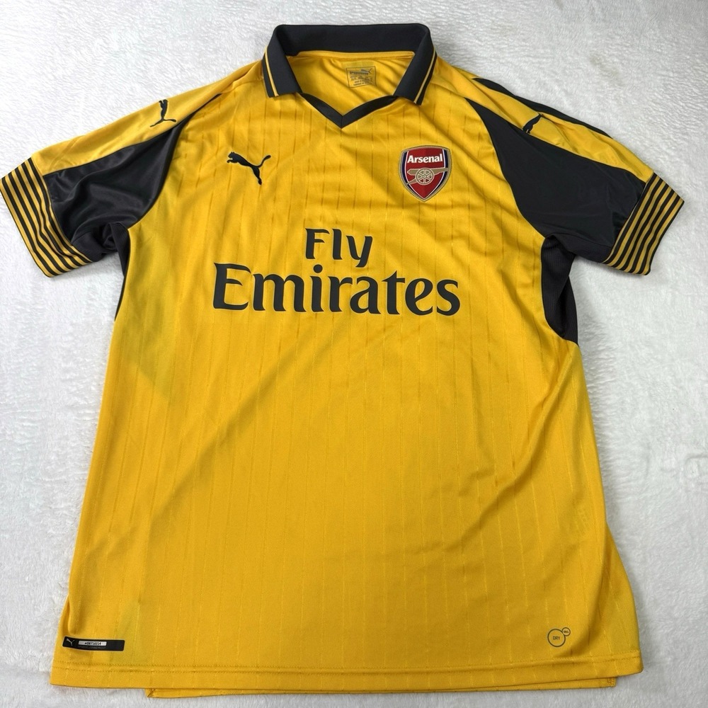 Arsenal Fly Emirates FC Puma Soccer Jersey Mens XL 2016/17 Yellow Away Kit